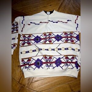 1992 Art Unlimited sweatshirt Aztec-inspired tribal geometric pattern - size XL